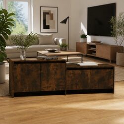 Warm Smoked Oak 4 Door TV Cabinet for Living Rooms