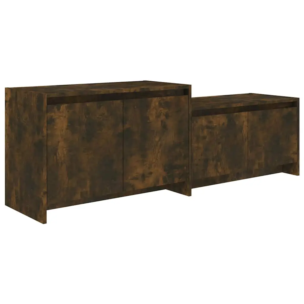 TV Cabinet 4 Door Lowboard Storage Unit Living Room Furniture Smoked Oak 146.5cm