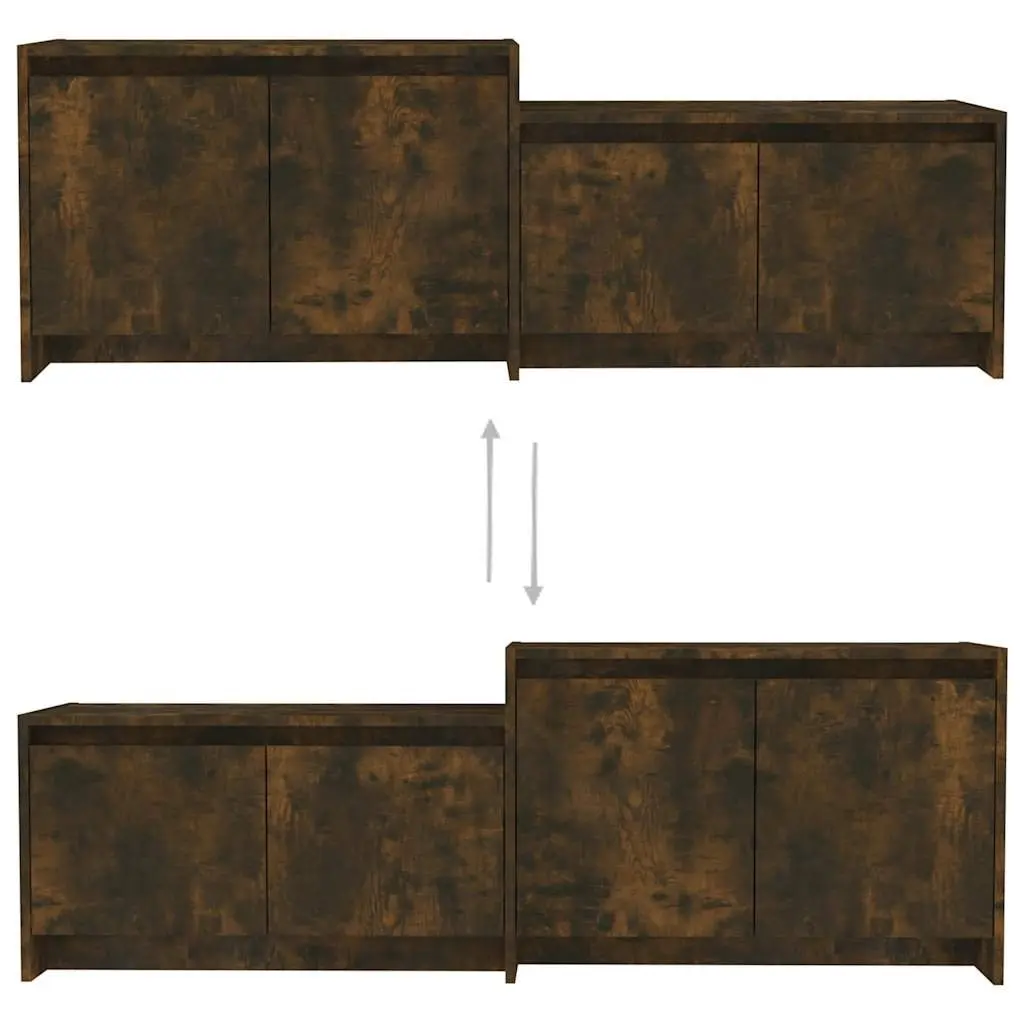 TV Cabinet 4 Door Lowboard Storage Unit Living Room Furniture Smoked Oak 146.5cm