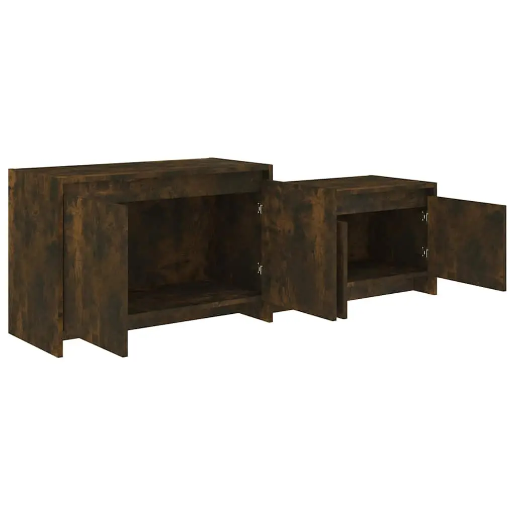 TV Cabinet 4 Door Lowboard Storage Unit Living Room Furniture Smoked Oak 146.5cm