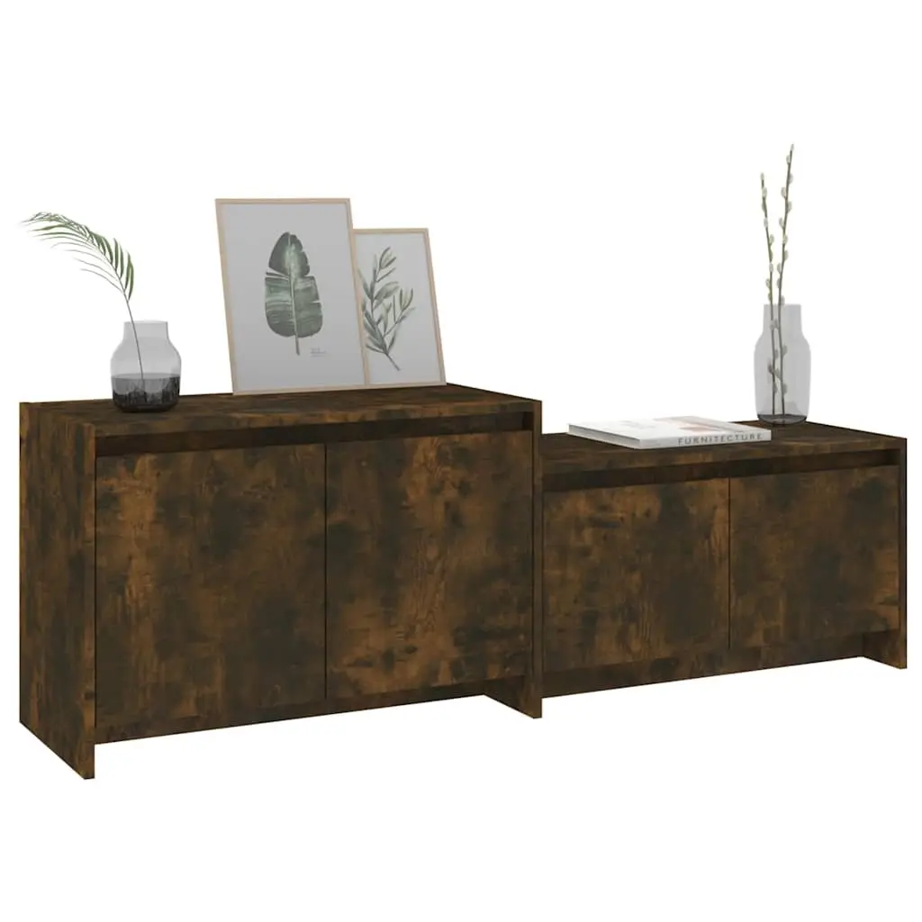 TV Cabinet 4 Door Lowboard Storage Unit Living Room Furniture Smoked Oak 146.5cm