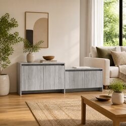 Grey Sonoma TV Cabinet 146.5cm Low Board with 4 Doors