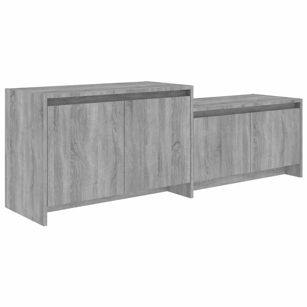 TV Cabinet Grey Sonoma 146.5cm Engineered Wood 4 Door Storage Unit