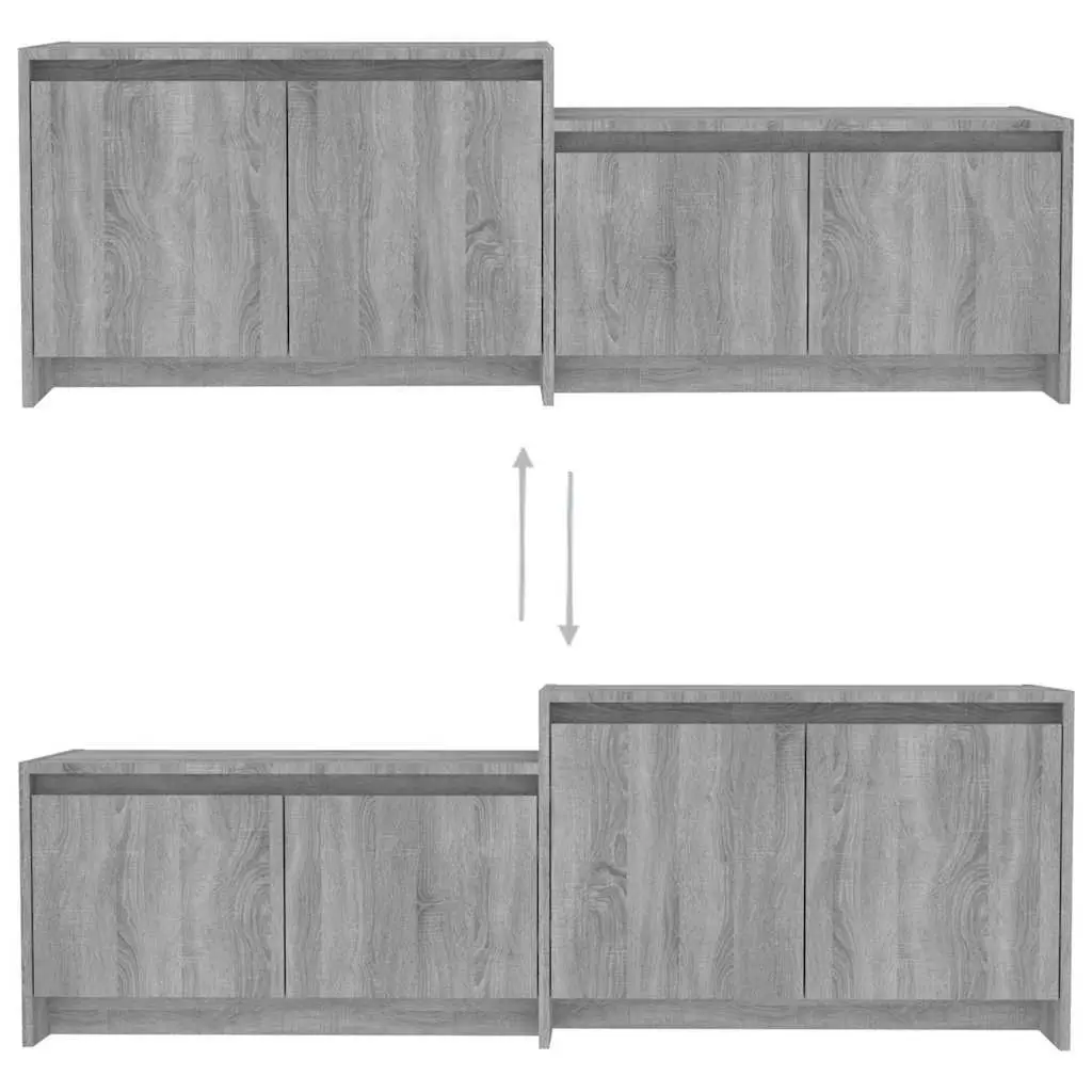 TV Cabinet Grey Sonoma 146.5cm Engineered Wood 4 Door Storage Unit
