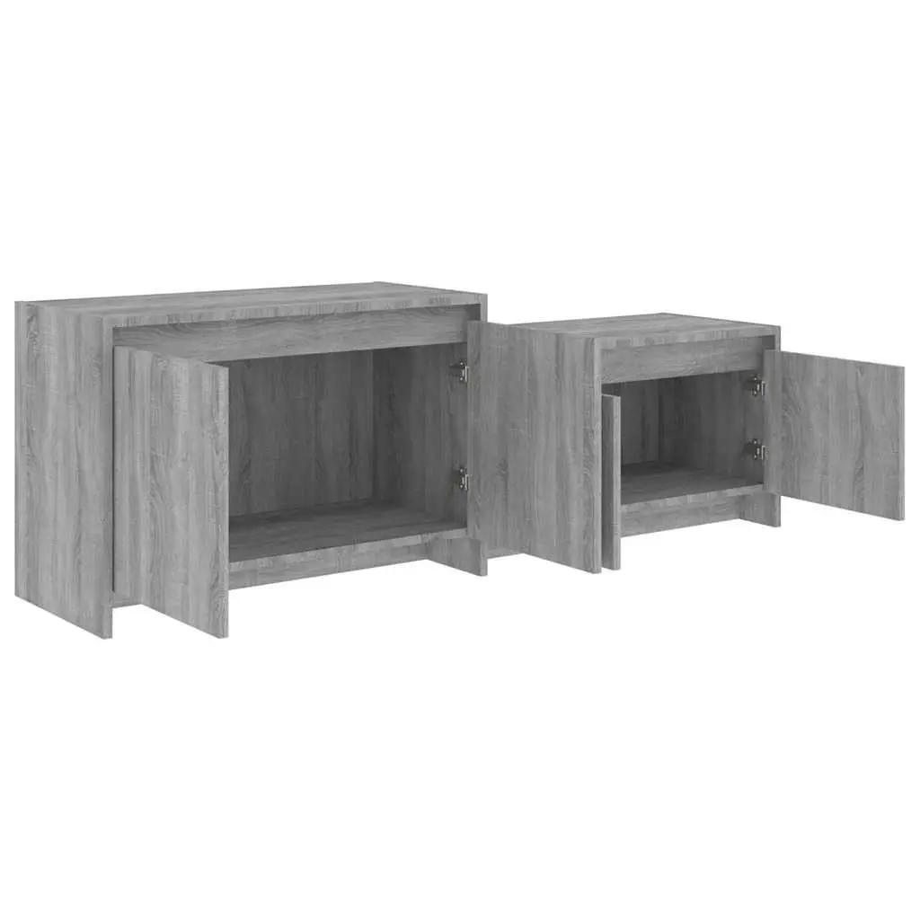 TV Cabinet Grey Sonoma 146.5cm Engineered Wood 4 Door Storage Unit