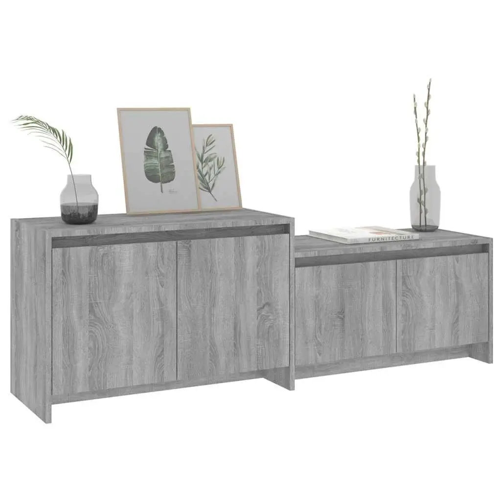 TV Cabinet Grey Sonoma 146.5cm Engineered Wood 4 Door Storage Unit