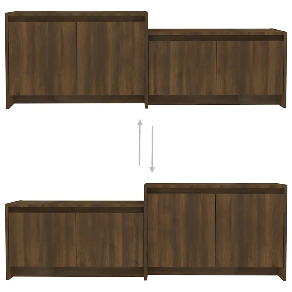 Brown Engineered Wood 146.5cm TV Cabinet with 4 Doors