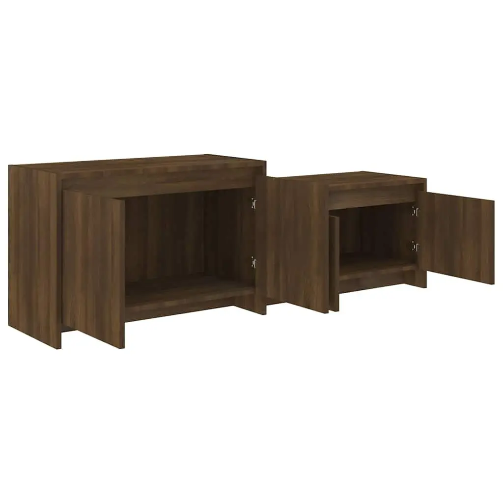 Brown Engineered Wood 146.5cm TV Cabinet with 4 Doors