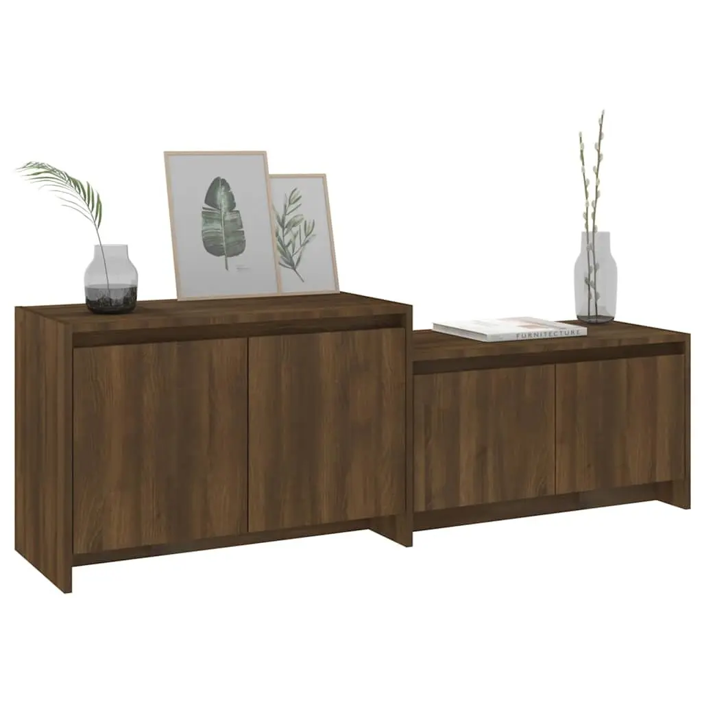 Brown Engineered Wood 146.5cm TV Cabinet with 4 Doors