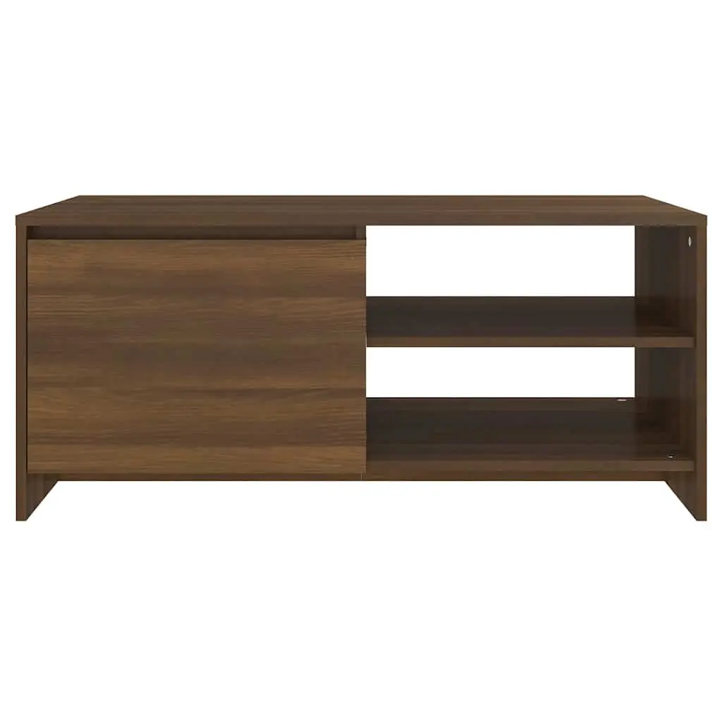 Coffee Table Brown Oak Modern Design Living Room Furniture with Storage Shelf
