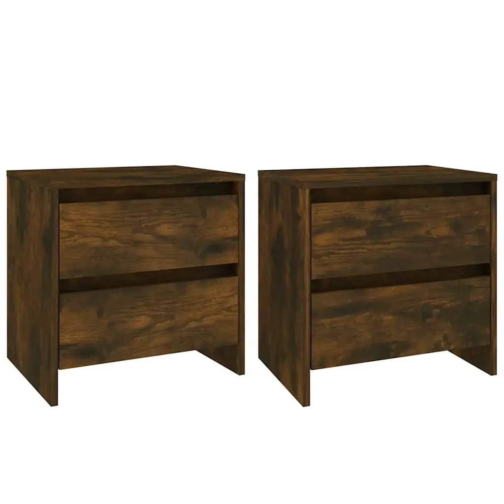Bedside Cabinets Brown Smoked Oak 45x34.5x44.5 cm Nightstands Storage 2 Piece