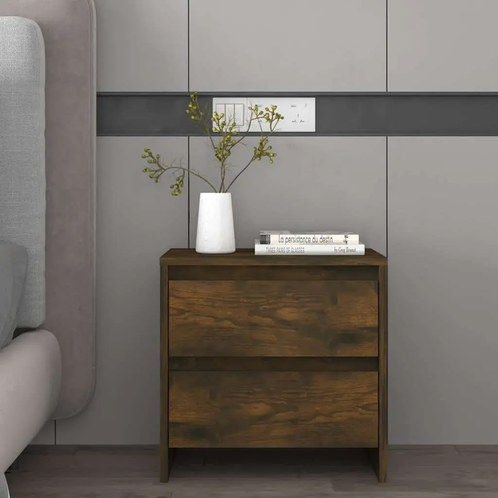Bedside Cabinets Brown Smoked Oak 45x34.5x44.5 cm Nightstands Storage 2 Piece