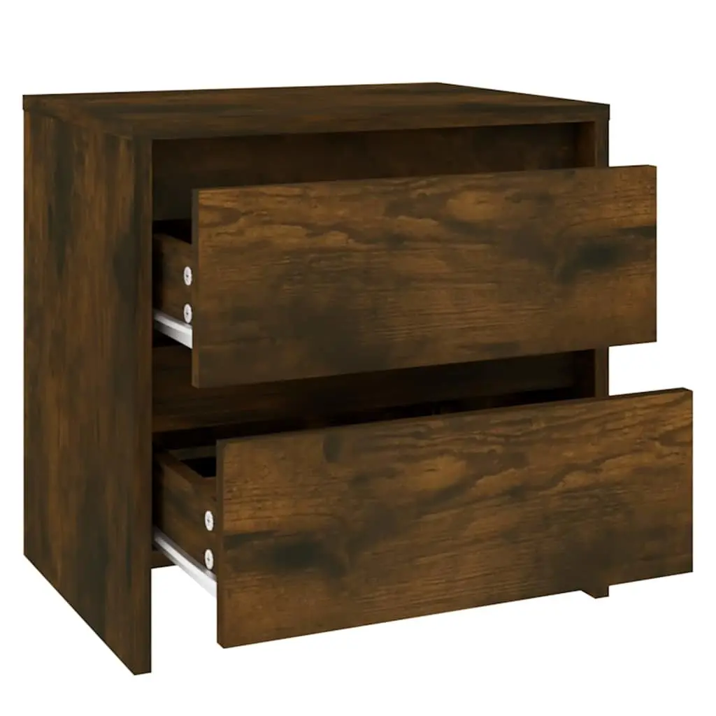 Bedside Cabinets Brown Smoked Oak 45x34.5x44.5 cm Nightstands Storage 2 Piece