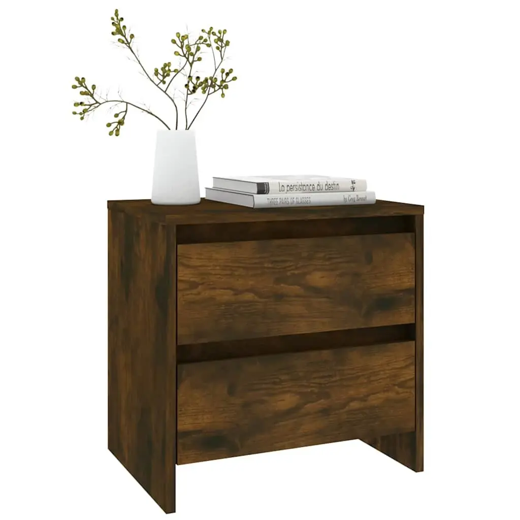 Bedside Cabinets Brown Smoked Oak 45x34.5x44.5 cm Nightstands Storage 2 Piece