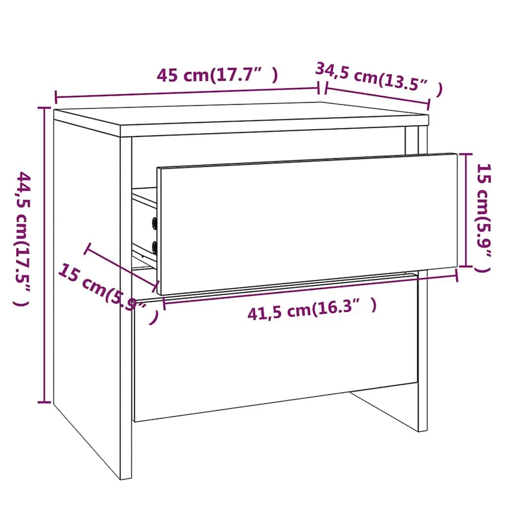 Bedside Cabinets Brown Smoked Oak 45x34.5x44.5 cm Nightstands Storage 2 Piece