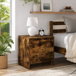 Elegant Brown Bedside Cabinet with Door Storage
