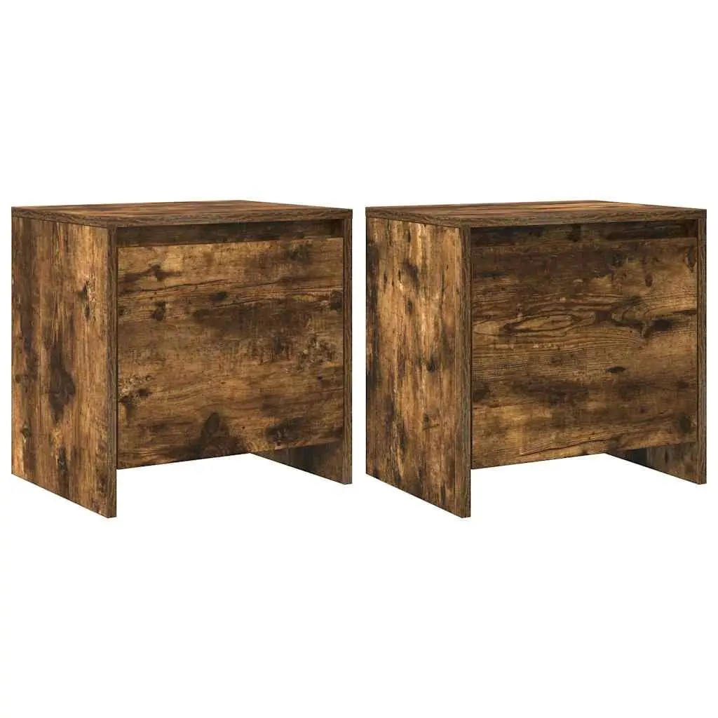 Bedside Cabinet Smoked Oak 45x34x44.5cm Engineered Wood Nightstand Storage 2 Piece