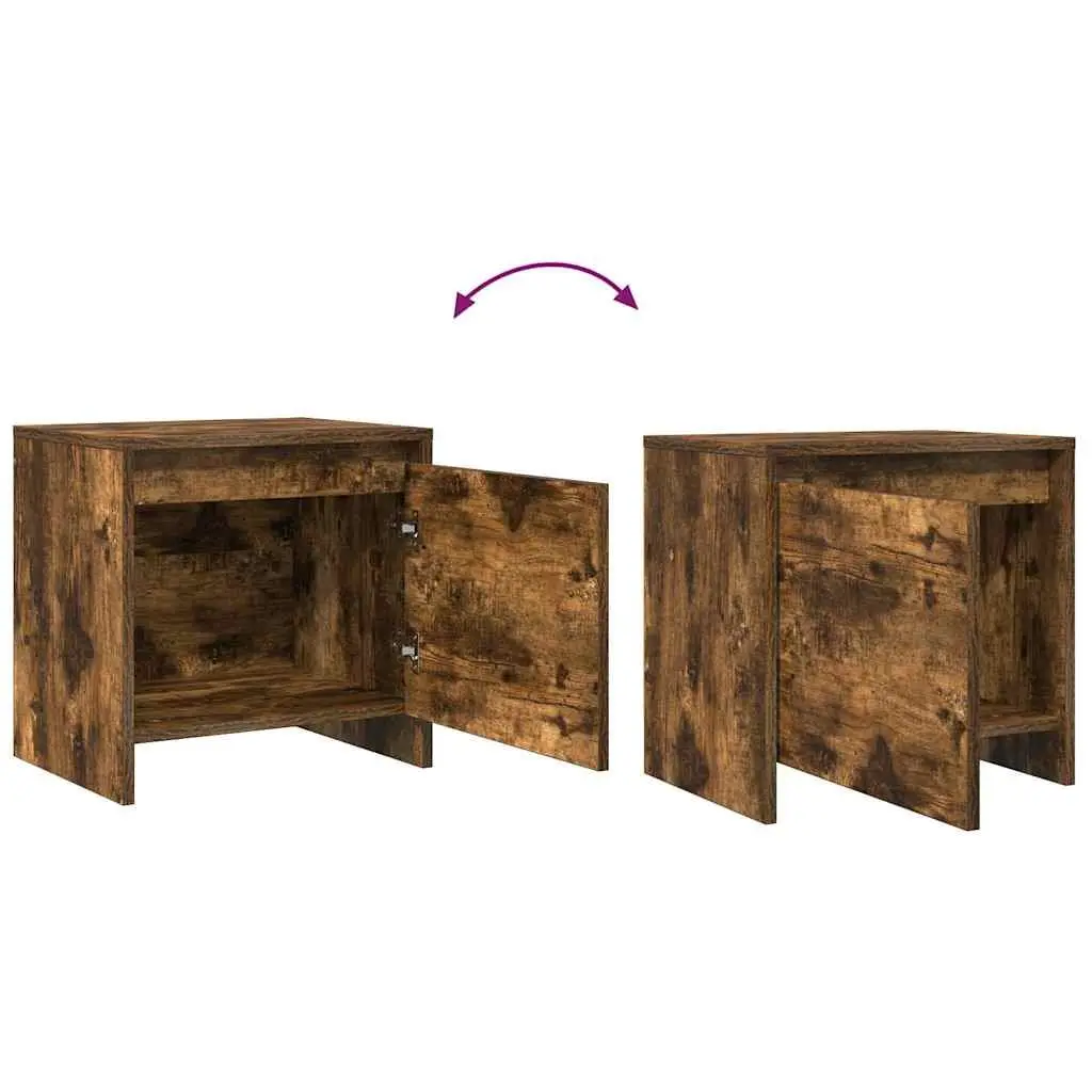 Bedside Cabinet Smoked Oak 45x34x44.5cm Engineered Wood Nightstand Storage 2 Piece
