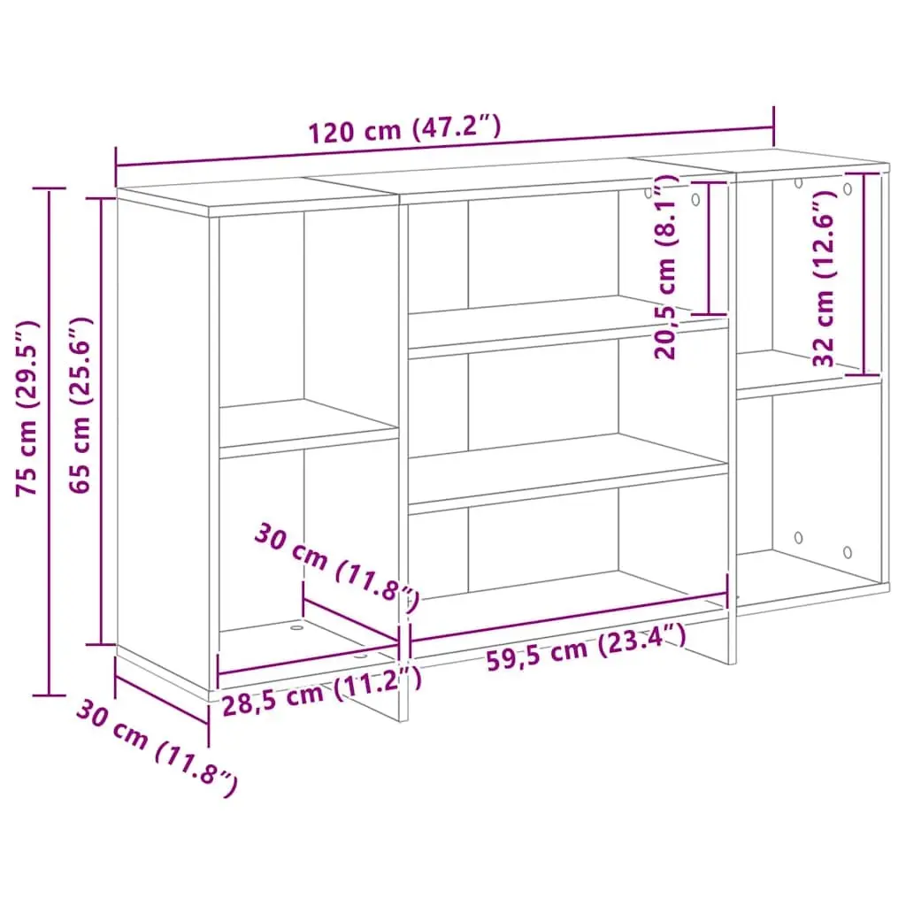 Sideboard with Shelves Brown Storage Cabinet Modern Design 120x30x75 cm