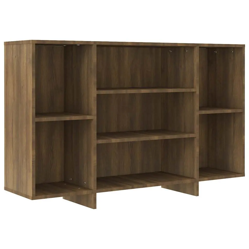 Sideboard Brown Oak 120x30x75 cm Engineered Wood Modern Storage Cabinet with 4 Shelves