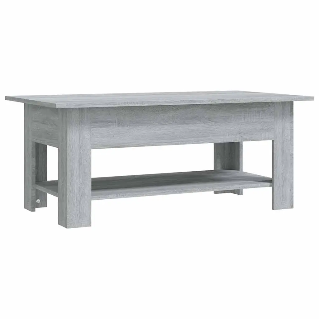 Coffee Table Modern Two-Tier Grey Engineered Wood Accent Table with Storage Shelf
