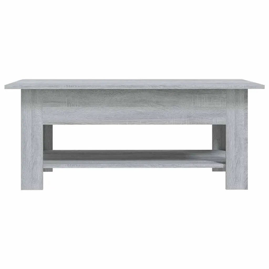 Coffee Table Modern Two-Tier Grey Engineered Wood Accent Table with Storage Shelf
