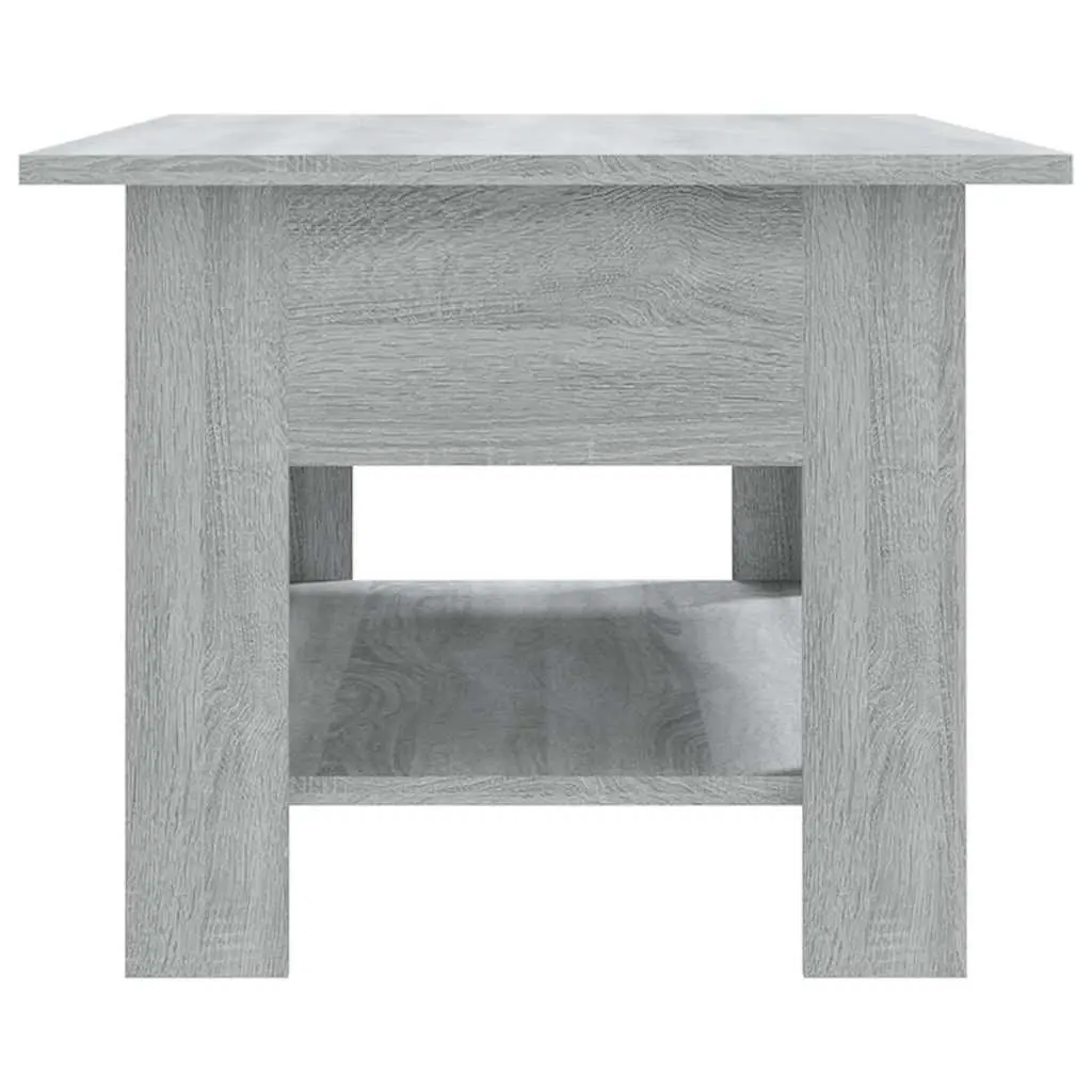 Coffee Table Modern Two-Tier Grey Engineered Wood Accent Table with Storage Shelf