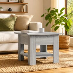 Grey Coffee Table with Storage Shelf for Modern Living