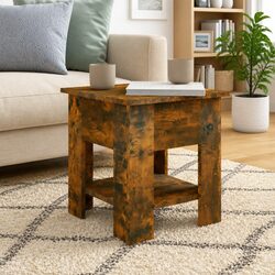 Modern Brown Wood Coffee Table with Storage Shelf