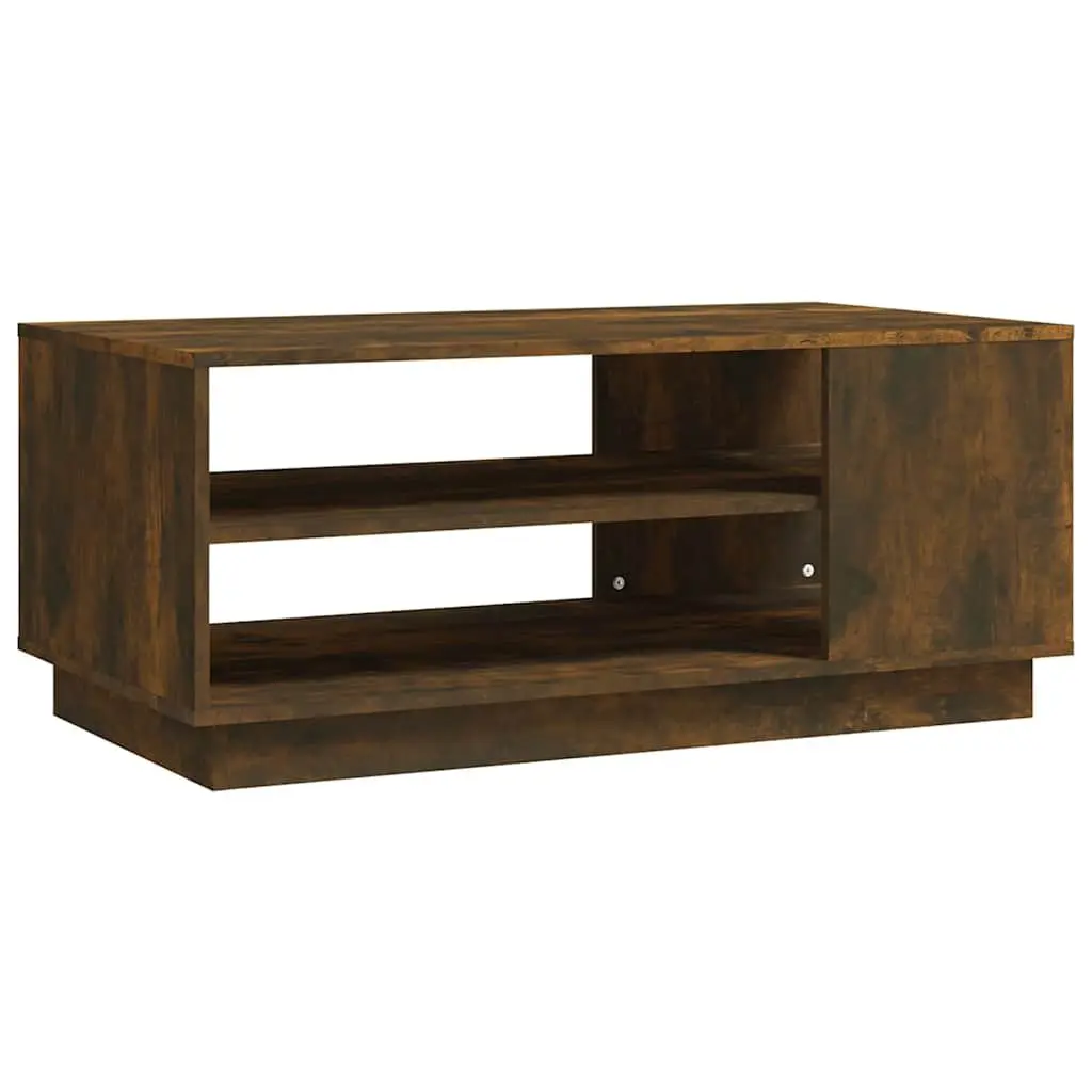 Brown Modern Coffee Table with Storage Shelves