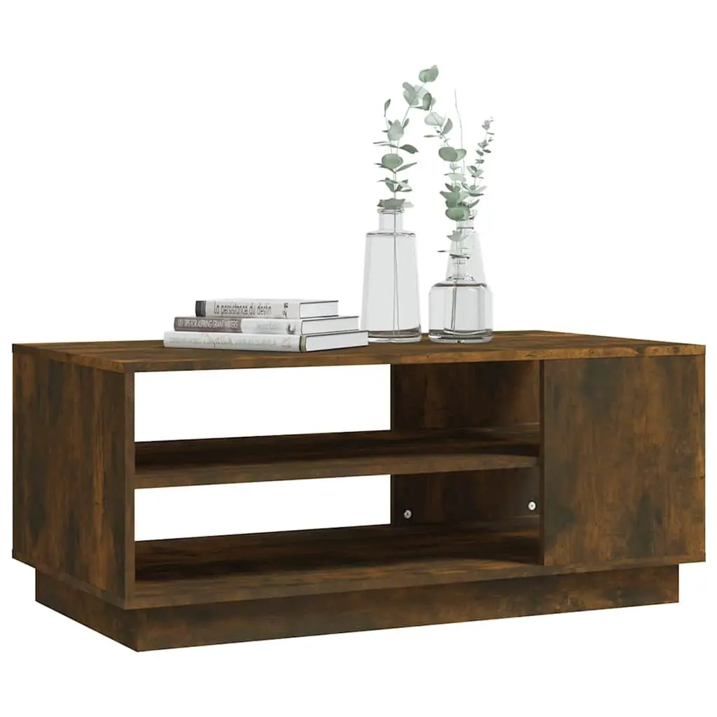 Brown Modern Coffee Table with Storage Shelves