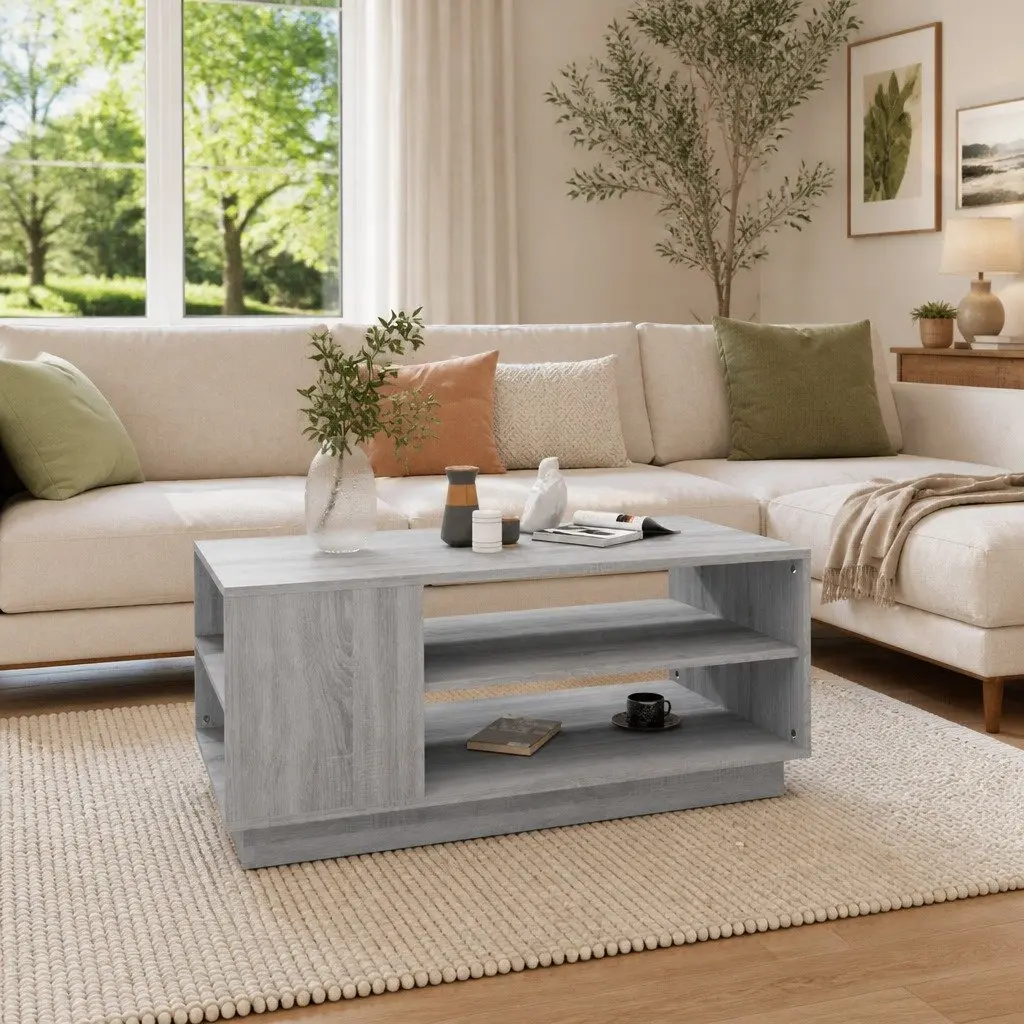 Grey Sonoma Coffee Table with Storage Shelves