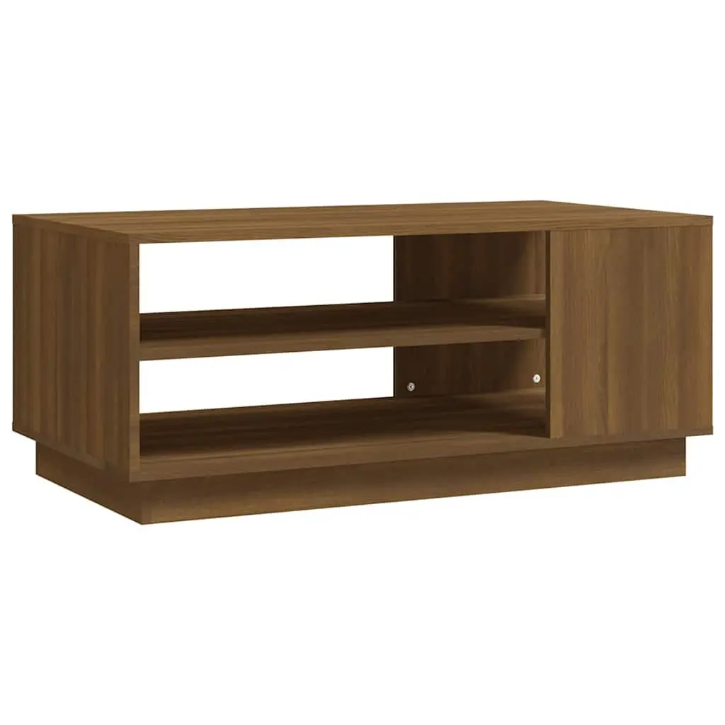Brown Coffee Table with Storage Shelves