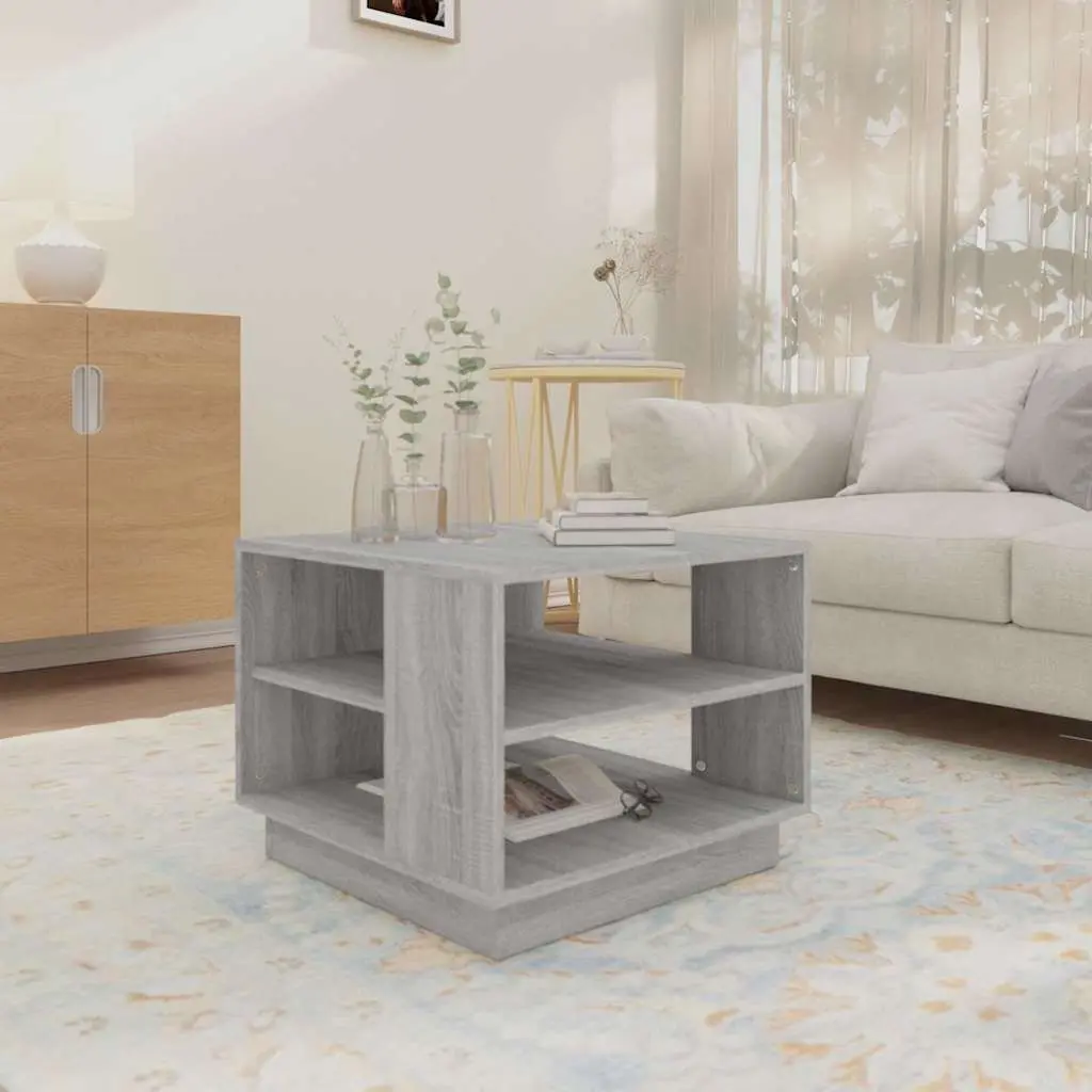 Coffee Table Grey Square Modern Engineered Wood 55W x 55D x 43H cm