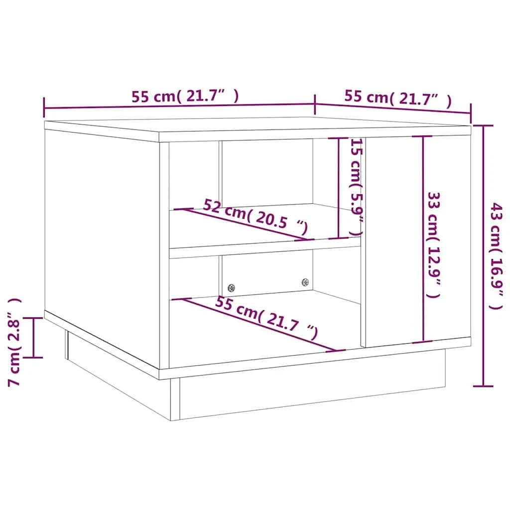 Coffee Table Grey Square Modern Engineered Wood 55W x 55D x 43H cm