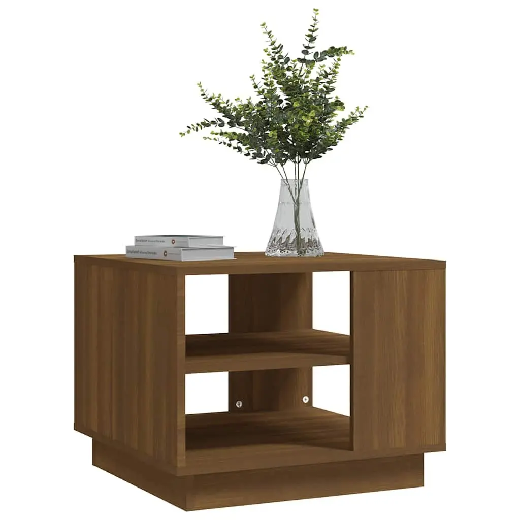 Coffee Table Brown Oak Design Modern Living Room Storage Shelves Centre Table