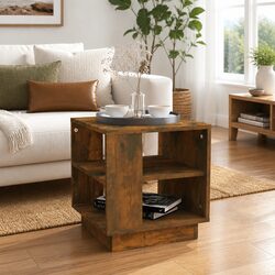 Modern Brown Coffee Table with Two Shelves