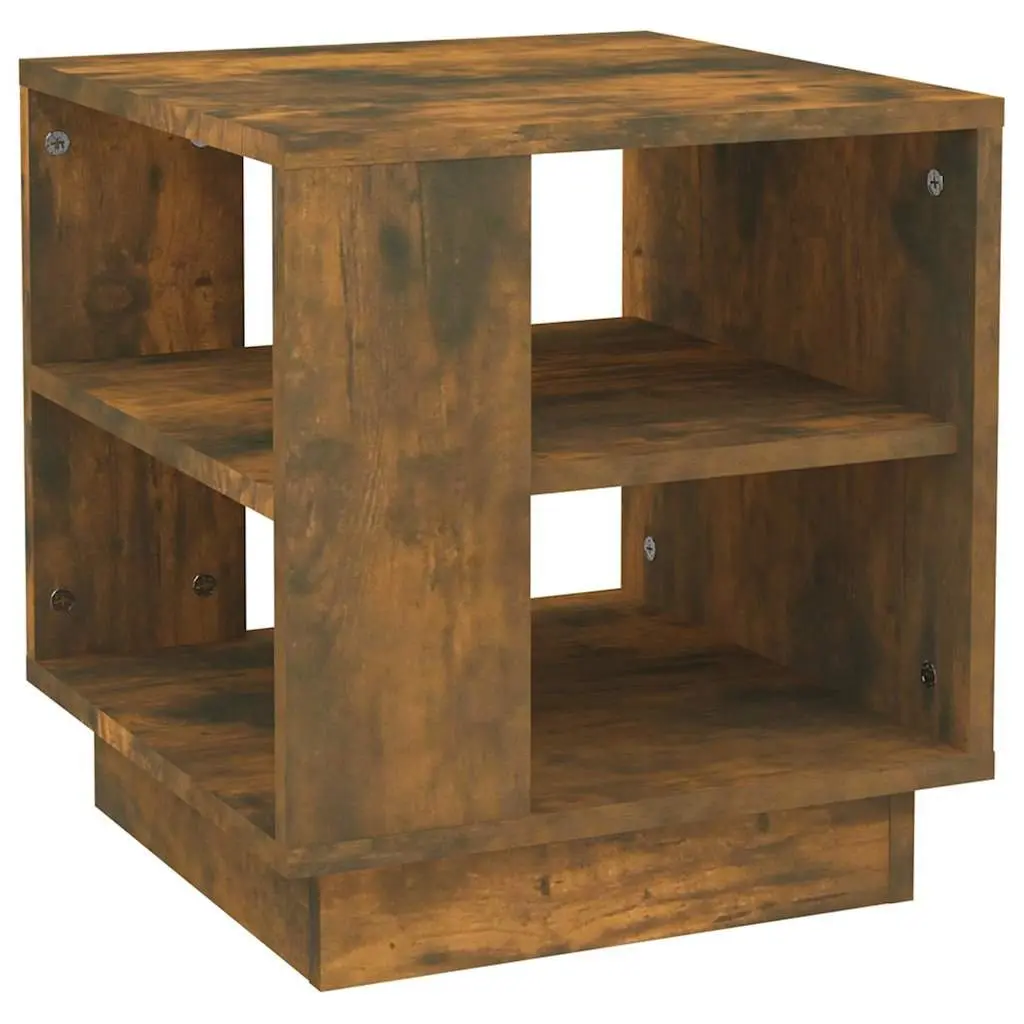 Coffee Table Modern Brown Engineered Wood 40 x 40 x 43 cm with 2 Shelves