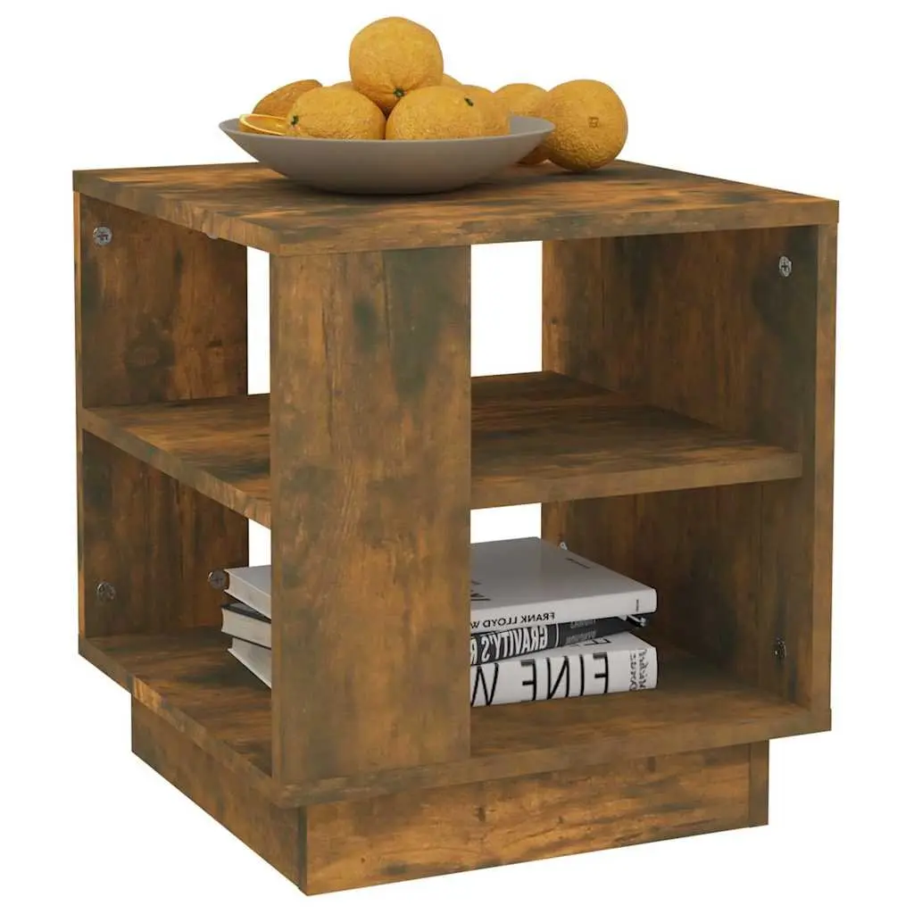 Coffee Table Modern Brown Engineered Wood 40 x 40 x 43 cm with 2 Shelves