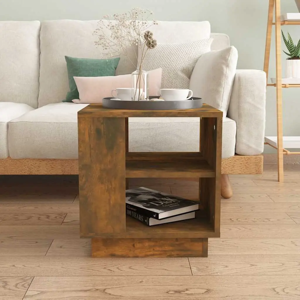 Coffee Table Modern Brown Engineered Wood 40 x 40 x 43 cm with 2 Shelves