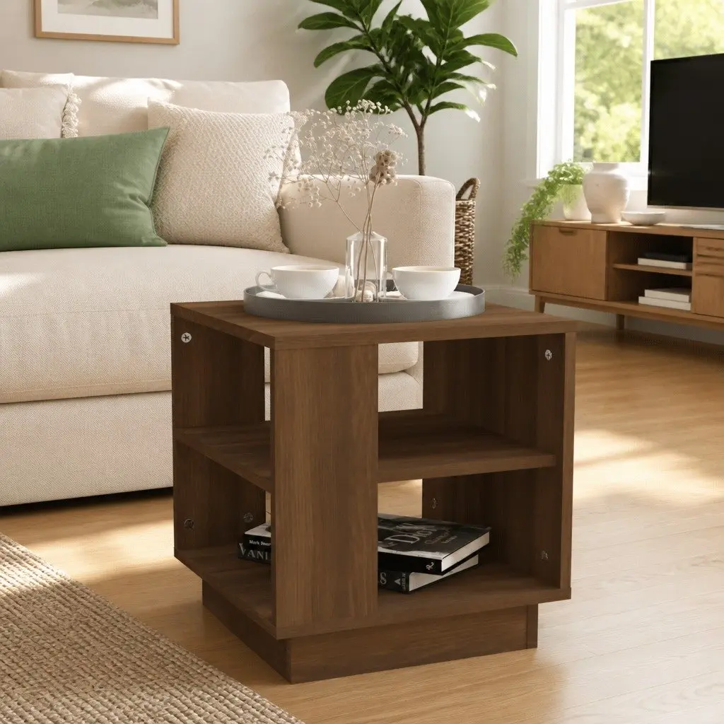 Coffee Table Modern Brown Engineered Wood 40 x 40 x 43 cm
