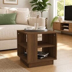 Modern Brown Coffee Table with Storage Shelves