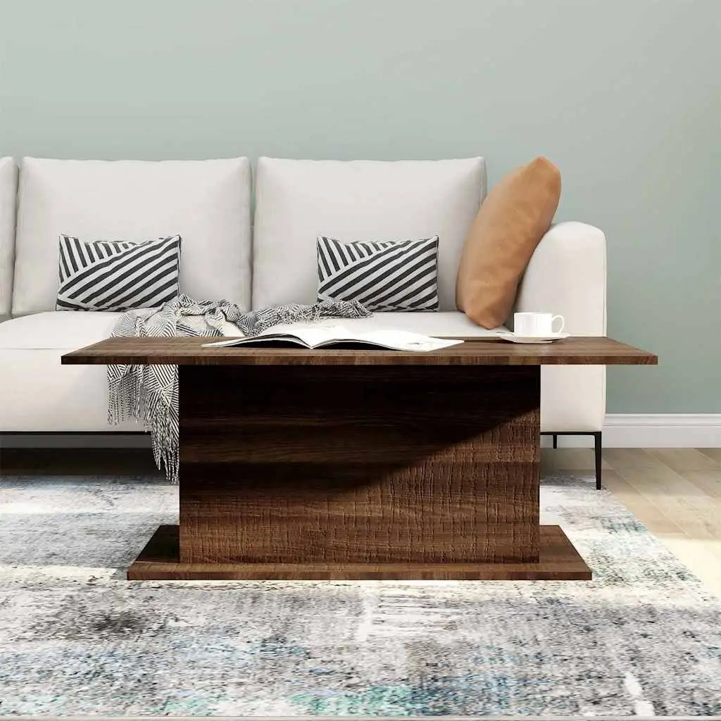 Coffee Table Brown Oak Engineered Wood 102 x 55.5 x 40 cm