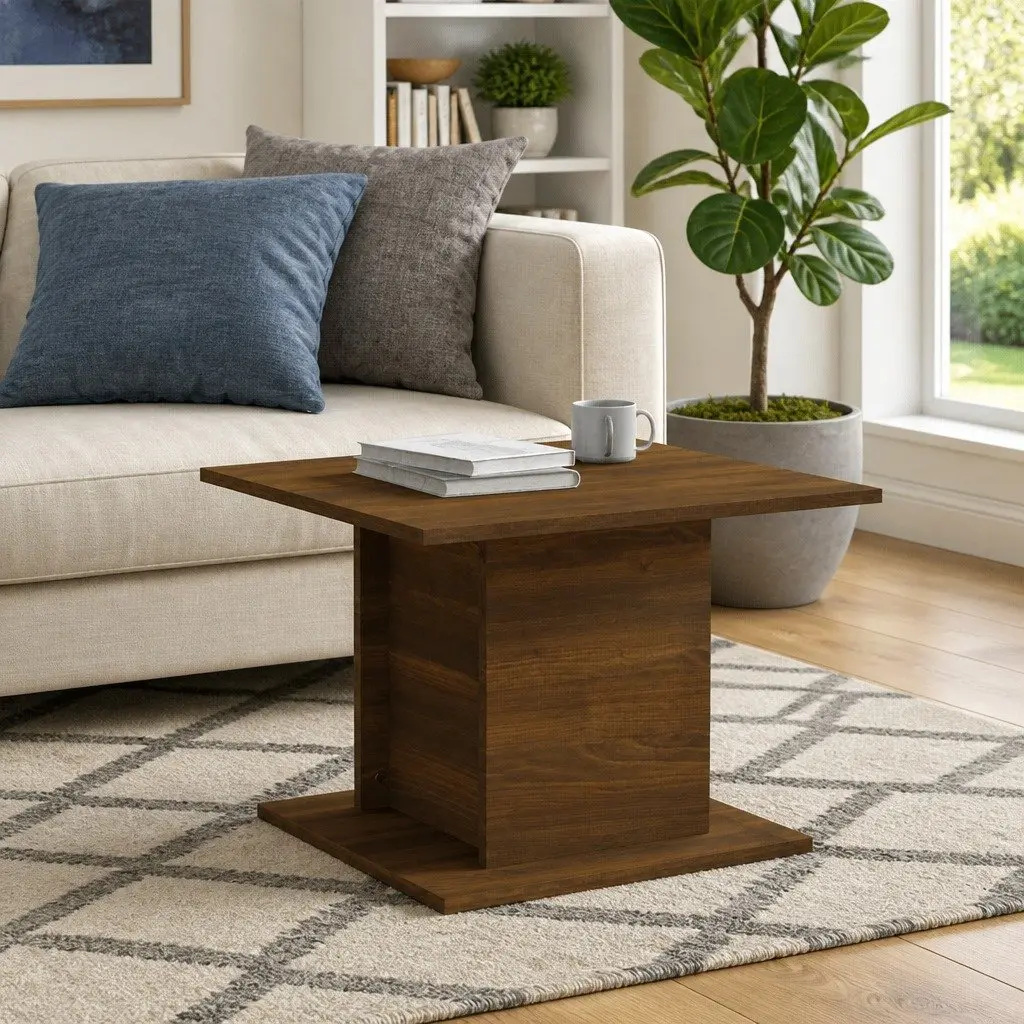Coffee Table Brown Oak Engineered Wood Living Room Accent Furniture