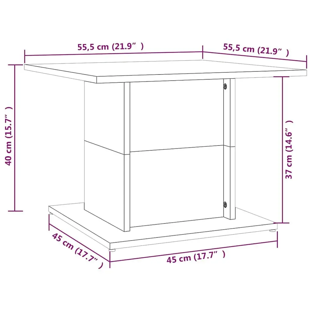 Coffee Table Brown Oak Engineered Wood Living Room Accent Furniture