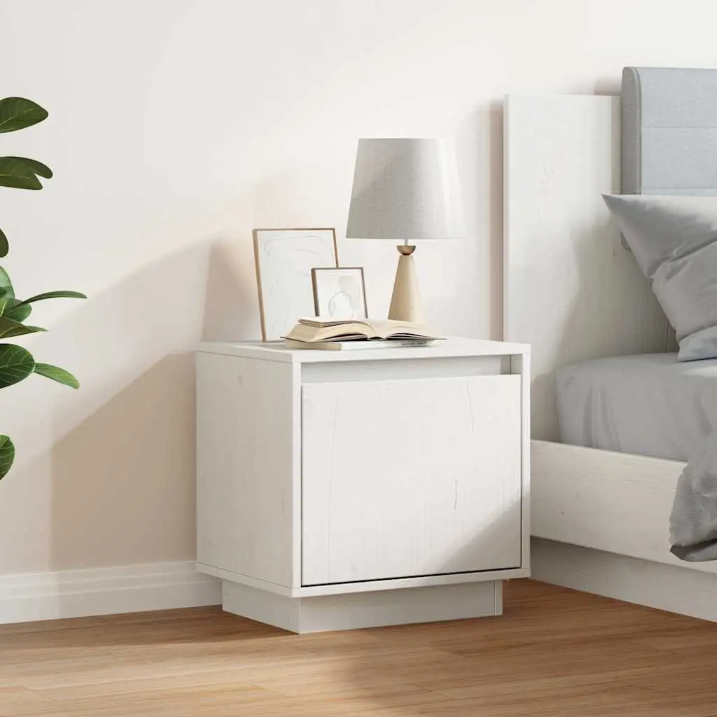 Bedside Cabinet White Solid Wood Pine Nightstand 40cm W 30cm D 40cm H