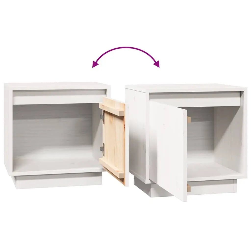 Bedside Cabinet White Solid Wood Pine Nightstand 40cm W 30cm D 40cm H