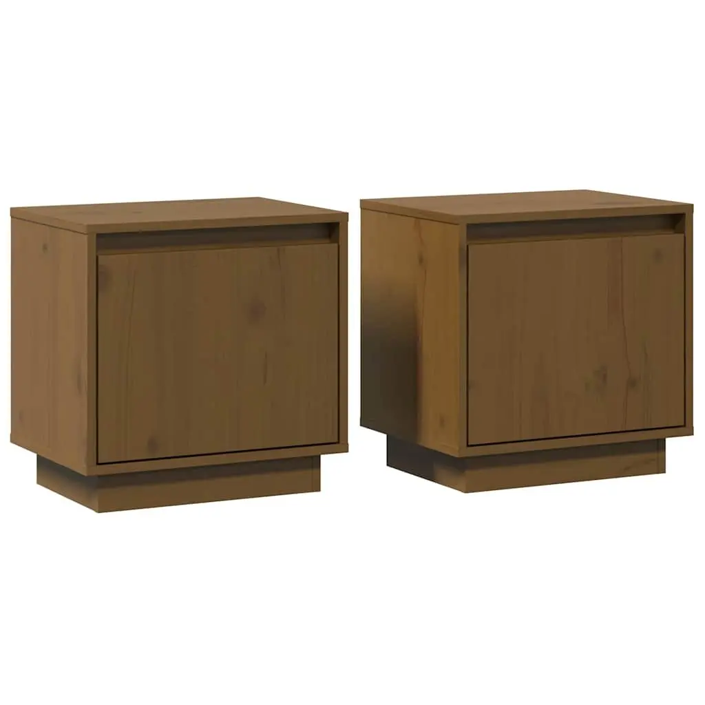 Bedside Cabinets Brown 40x30x40 cm Solid Wood Pine 2 Piece Storage Tables