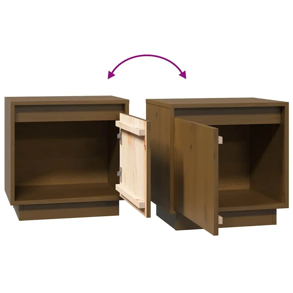 Bedside Cabinets Brown 40x30x40 cm Solid Wood Pine 2 Piece Storage Tables