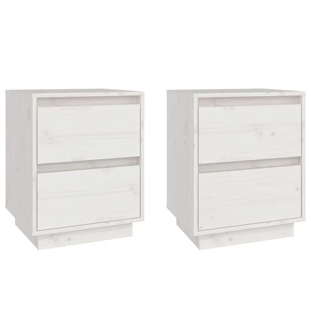 Bedside Cabinets 2 Pieces White Storage Tables Wooden Side Nightstand Furniture